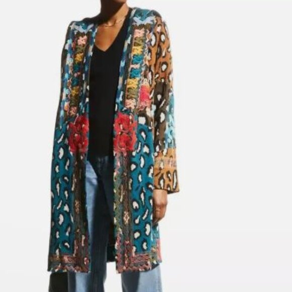 NWT Johnny Was Biya JWLA Greta Patchwork Duster Lined Heavy Embroidery S $598 - Picture 1 of 5